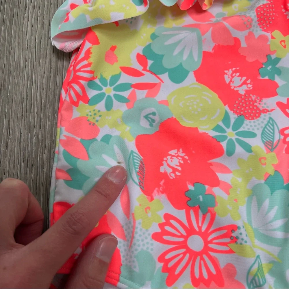 CARTERS RUFFLED SHOULDER ONE PIECE SWIMSUIT FLORAL 12MO